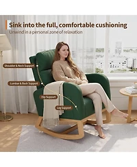 gaomon Corduroy Rocking Chair, Modern Nursery Glider with Side Pockets & Pillow, Living Room, Bedroom