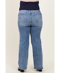 Pinkblush Plus Size Blue Ripped Knee Wide Leg Jeans