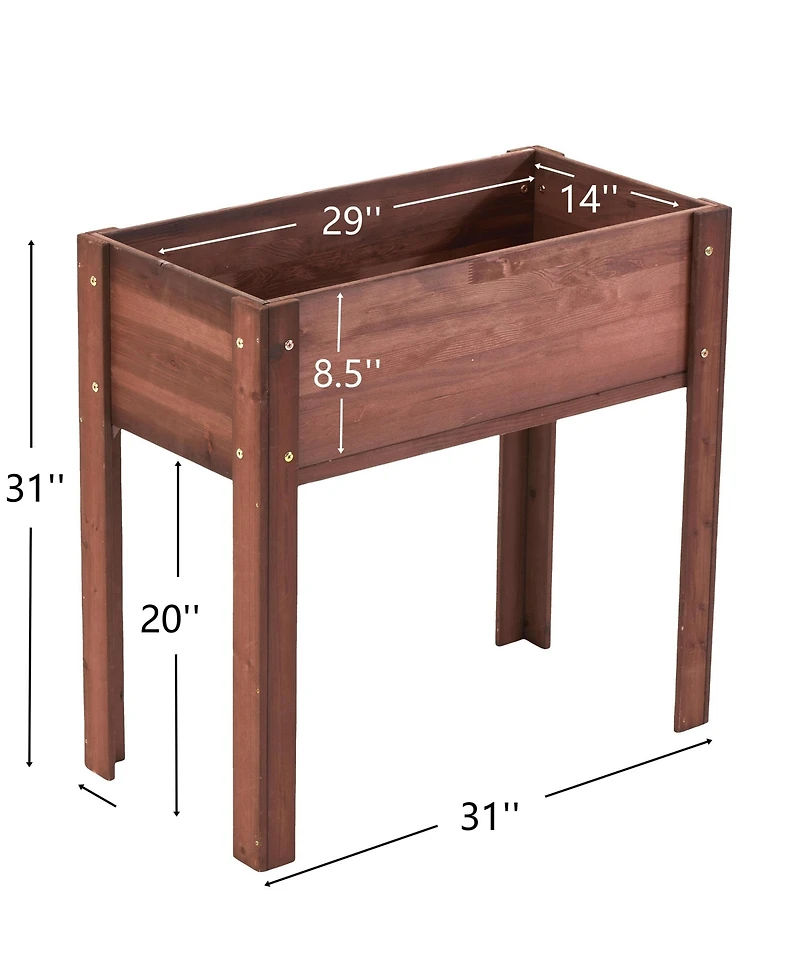 Clihome Raised Garden Bed with Legs, Elevated Wooden Planter Box for Outdoor Plants
