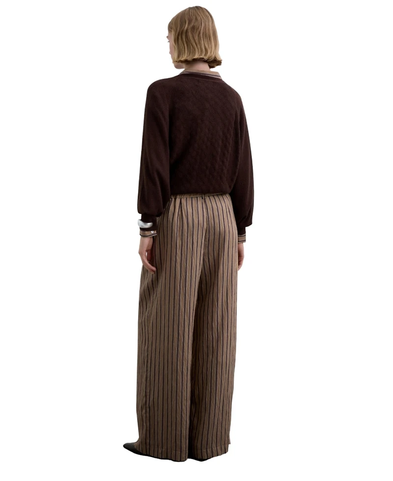 Scalpers Women's Striped Pleated Trousers