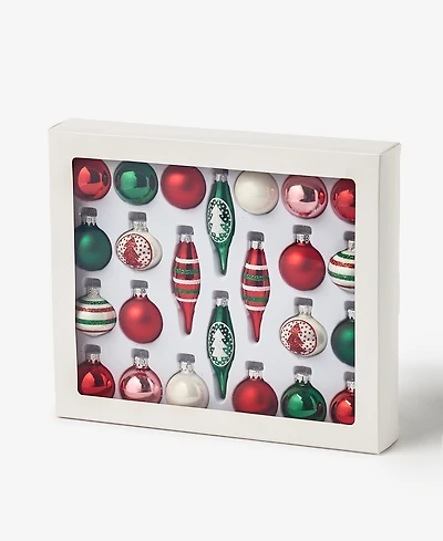 Holiday Lane Heritage Glass Red, Green & White Mixed Ornaments, Set of 24, Macy's Exclusive