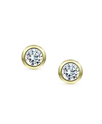 Bling Jewelry Set of 2 Simple Martini Bezel Cz Stud Earrings Gold Plated Sterling Silver