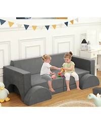 gaomon 8 Pcs Kids Play Couch Kids Convertible Play Fort 8 in 1 Multifunctional Couch for Playing Creativing Sleeping Large Imaginative Play Couch Sofa