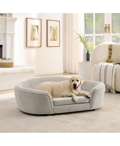 6thdruple Oversized Oval Dog Sofa Bed with Tufted Backrest