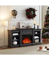 Streamdale Furniture Modern Media Console with 23" Fireplace Insert, for TVs Up to 70", Storage Cabinet