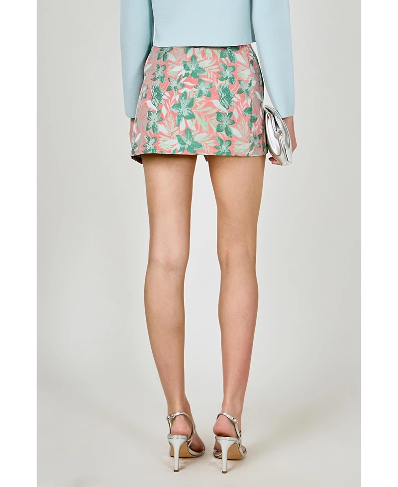 endless rose Women's Floral Jacquard Mini Skirt