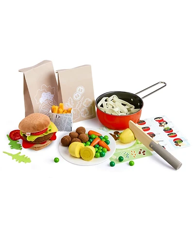 Haba Creative Play Meal Kit Playset: Play Food for Kids Kitchen with Wooden and Fabric Ingredients and Recipe Cards, 80+ Toy Kitchen Accessories for 3