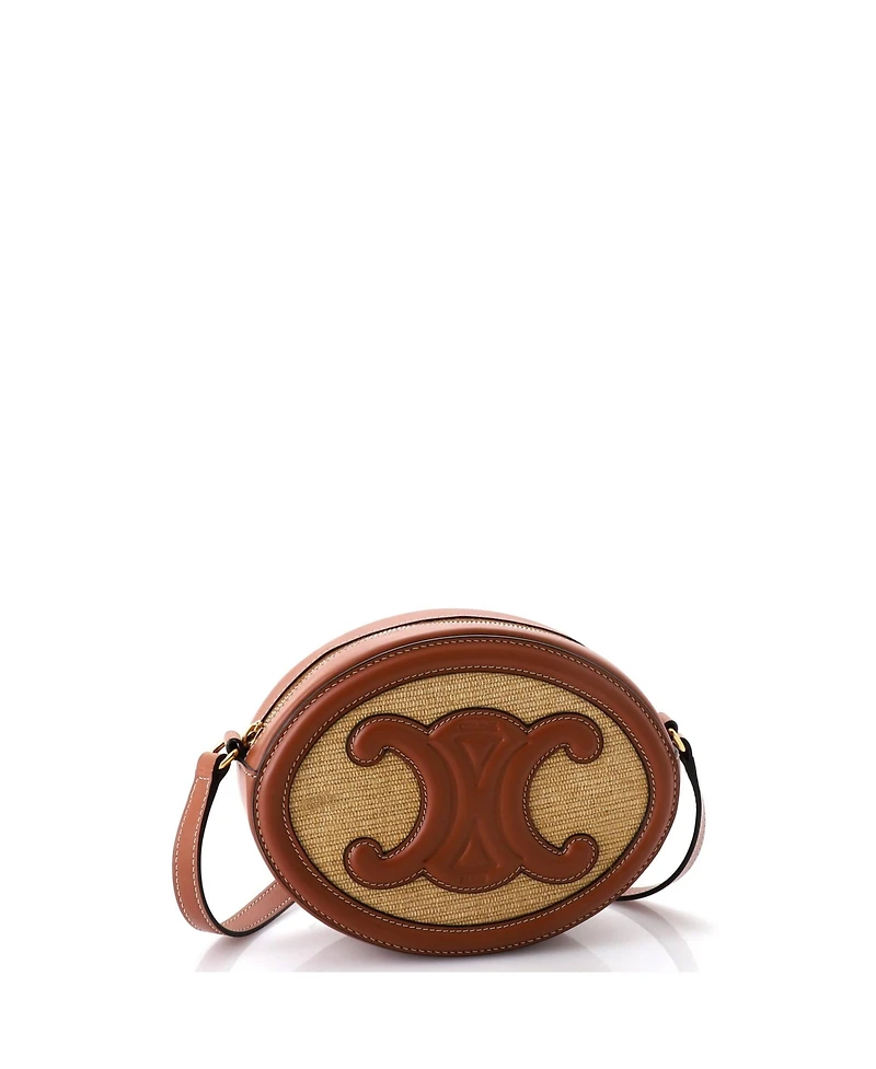 Pre-Owned Celine Triomphe Oval Crossbody Bag Canvas and Leather