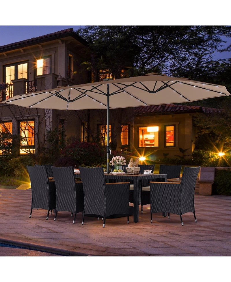 Gymax Patio Dining Set Double-Sided Umbrella (Base Included)