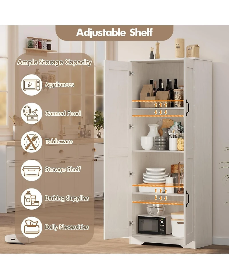 gaomon Tall Kitchen Pantry Cabinet, 60 in Storage Cabinet with 2 Doors and Adjustable Shelves, Freestanding Large Utility Storage Cupboard