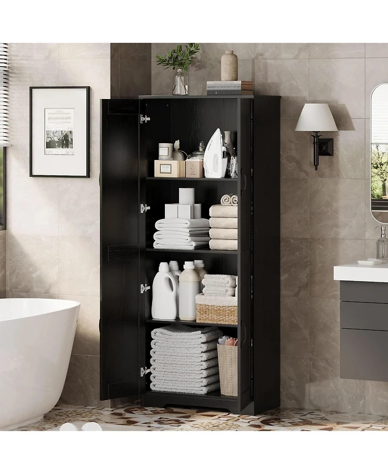 gaomon Tall Kitchen Pantry Cabinet, 60 in Storage Cabinet with 2 Doors and Adjustable Shelves, Freestanding Large Utility Storage Cupboard