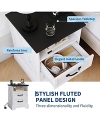 gaomon Farmhouse Nightstand with Charging Station Set of 2, Rustic Open Shelf, Usb