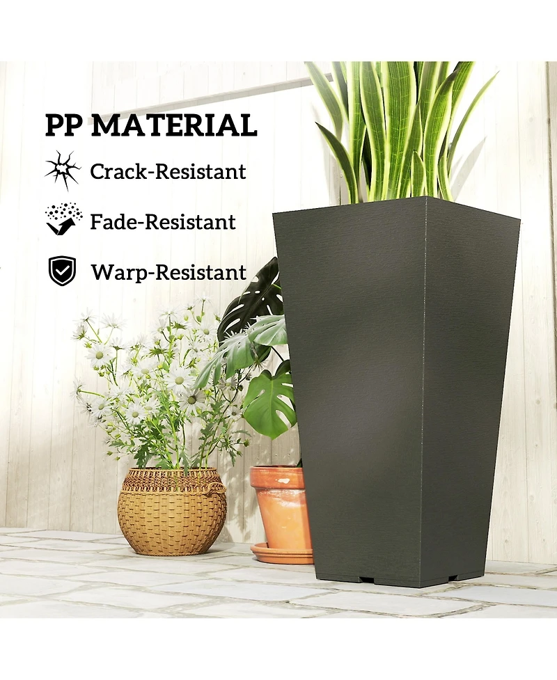 Outsunny 23" Tall Planters, Set of 2 Tape Outdoor Planters