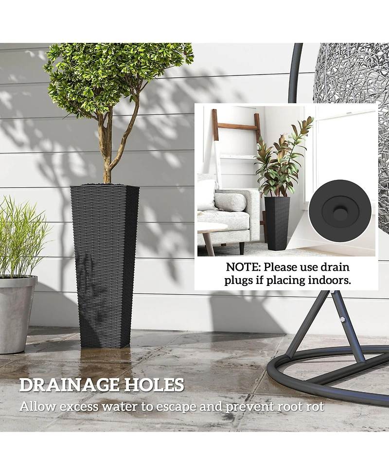 Outsunny Set of 2 Tall Planters for Outdoor Plants