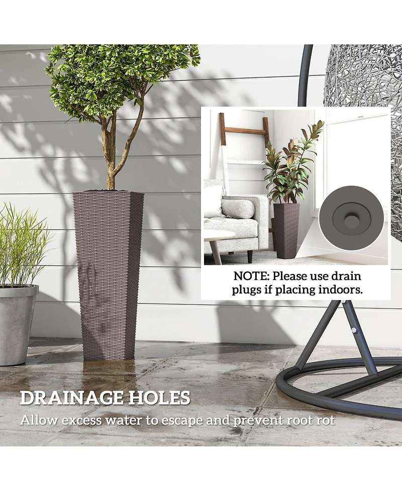 Outsunny Set of 2 Tall Planters for Outdoor Plants