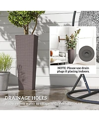 Outsunny 32 Inch Set of 2 Tall Planters for Outdoor Plants,