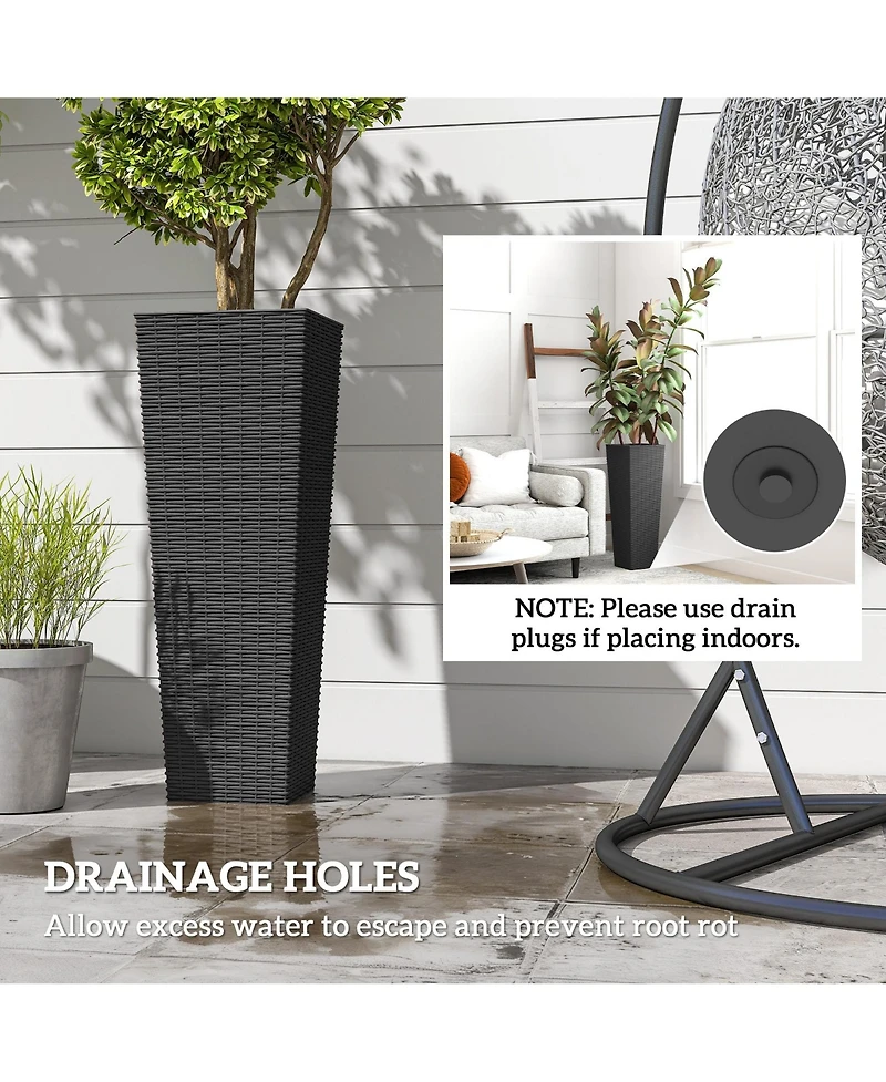 Outsunny 32 Inch Set of 2 Tall Planters for Outdoor Plants,