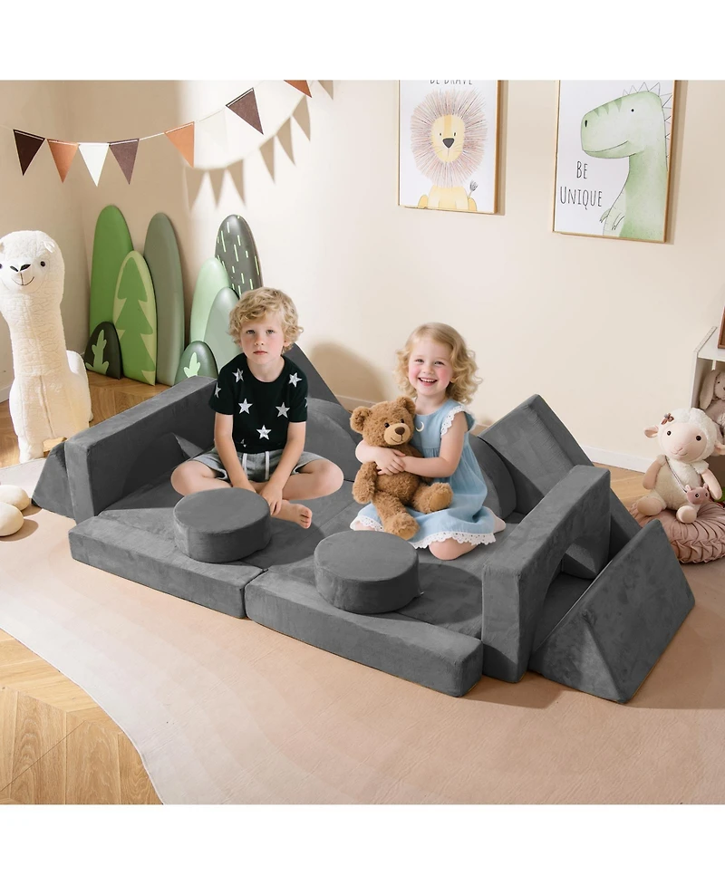 14 Piece Modular Kids Play Couch for Playroom and Bedroom