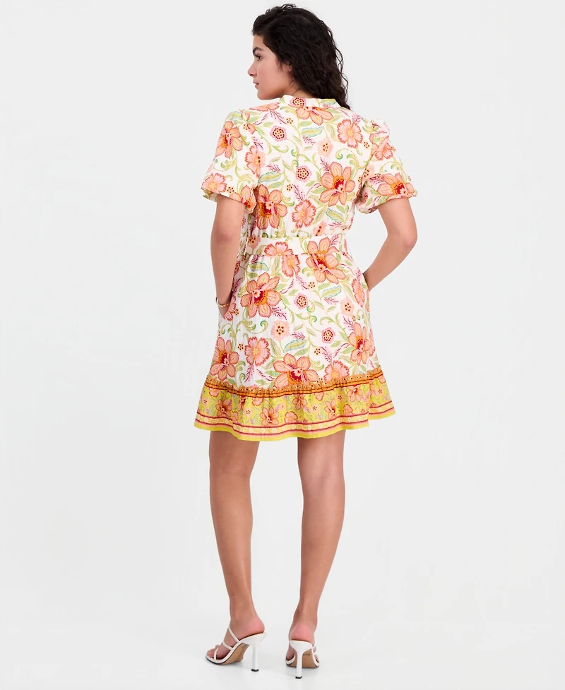 Sam Edelman Women's Sun-Kissed Puff-Sleeve Shirt Dress