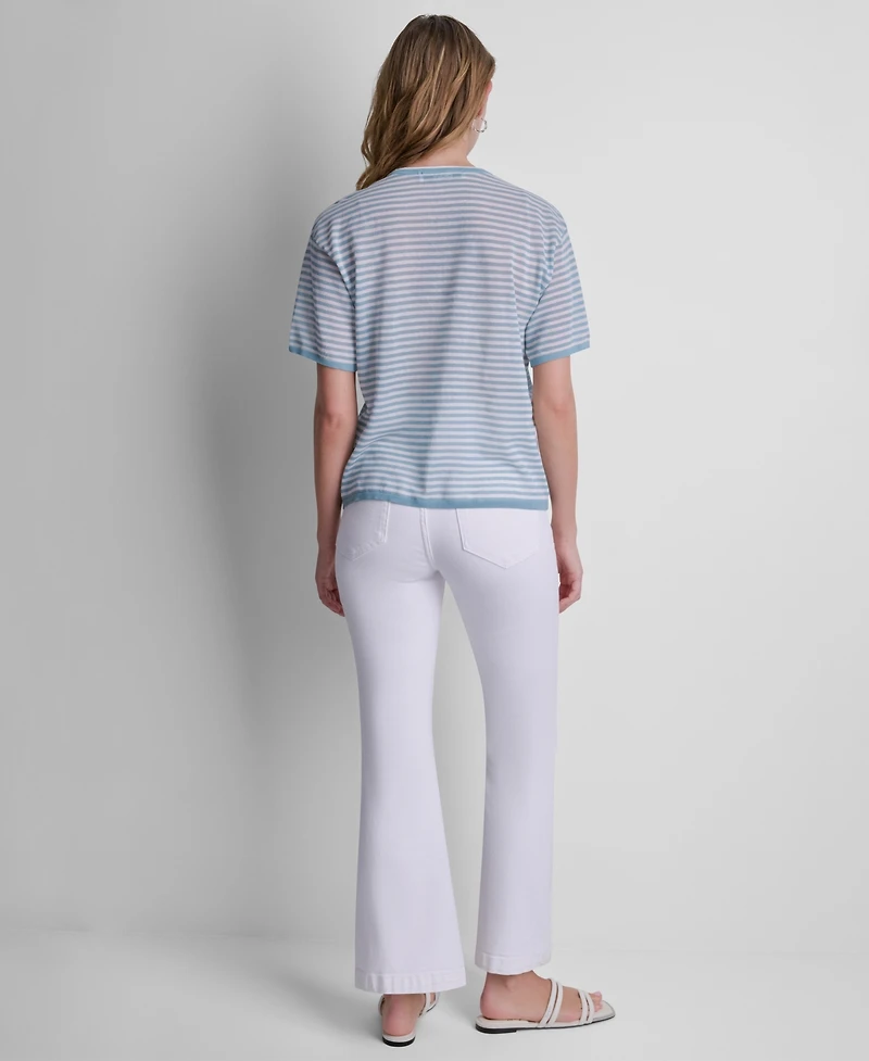 Dkny Women's Short-Sleeve Striped Sweater