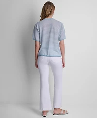 Dkny Women's Short-Sleeve Striped Sweater