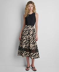 Dkny Women's Printed Loop Lace Skirt
