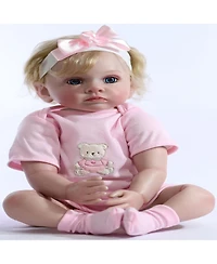 The New York Doll Collection 22 inch reborn baby doll with blond curly hair outfit/hairband