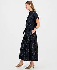 I.n.c. International Concepts Petite Rhinestone Short-Sleeve Collared Top, Macy's Exclusive