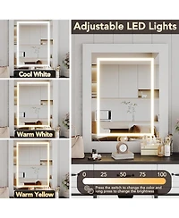 gaomon 6 Drawers Dresser with Led Light Farmhouse Style Space Saving Sliding Door Storage Cabinet for Bedroom and Living Room