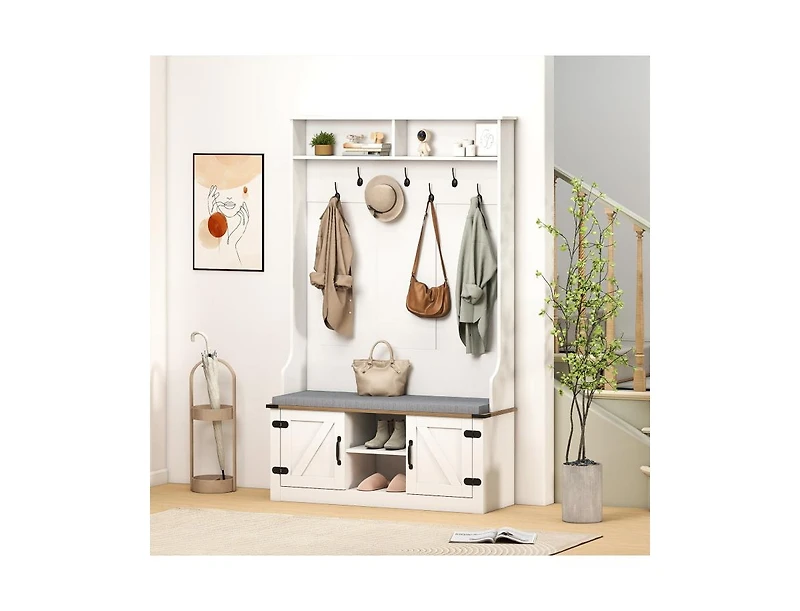Slickblue Tall 68.5" Entryway Rack with Cushioned Bench & Storage