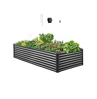 Slickblue 8x4x2 ft Galvanized Metal Raised Garden Bed Dark Grey