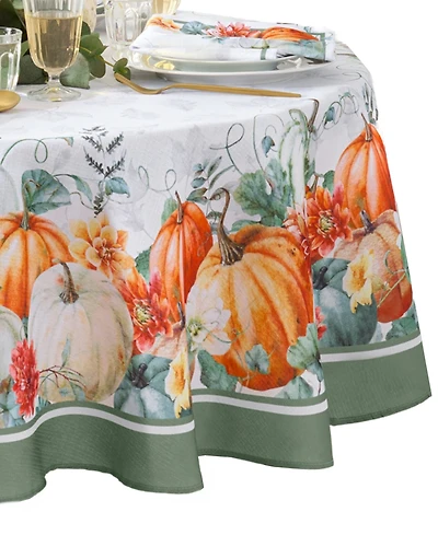 Elrene Pumpkin Harvest Vine Double Border Tablecloth, 70" Round