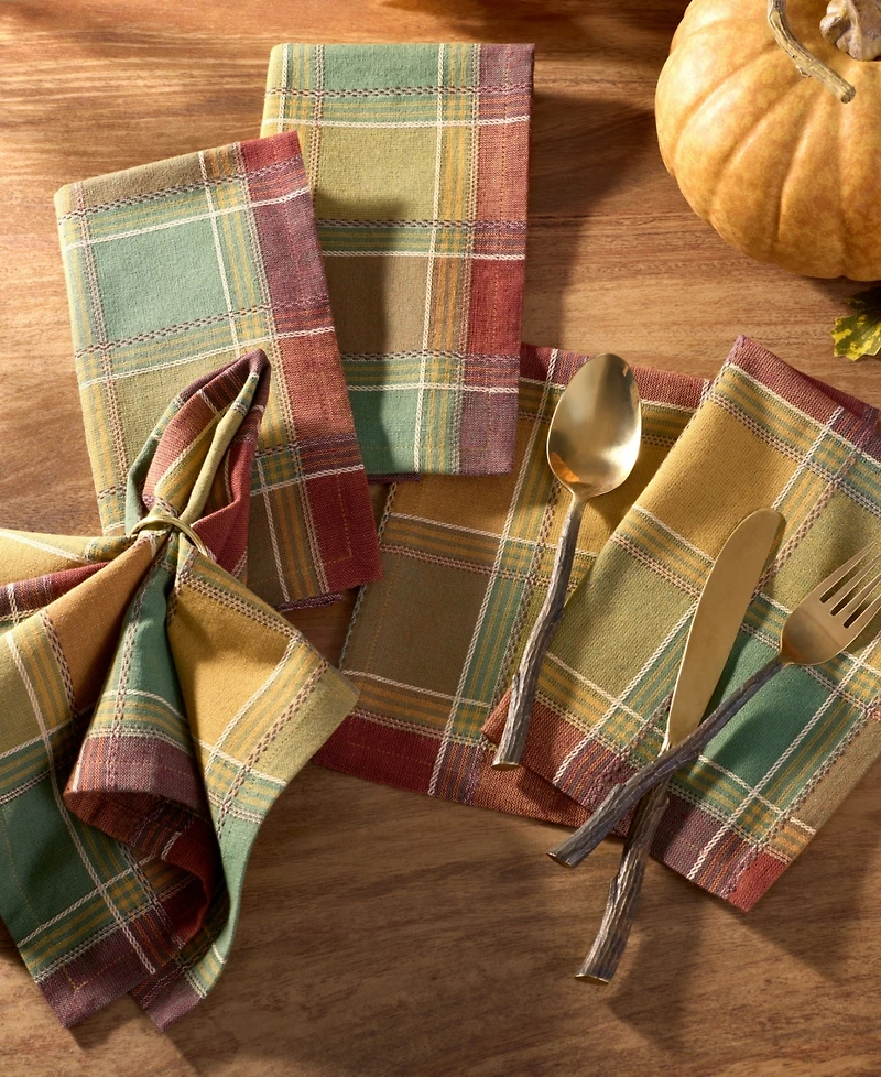 Elrene Autumn Acres Plaid Napkins, Set of 8
