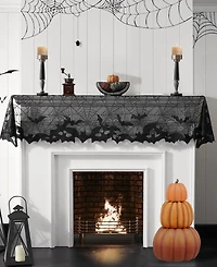 Elrene Bats Web Lace Halloween Table Console Runner, 13" x 90"