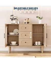 gaomon Sideboard Buffet Cabinet with Fluted Glass Doors & 3 Drawers