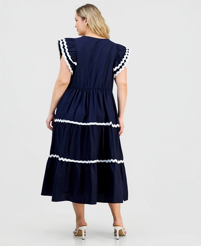 Robbie Bee Plus V-Neck Flutter-Sleeve Dress