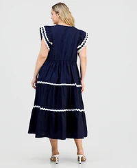 Robbie Bee Plus V-Neck Flutter-Sleeve Dress