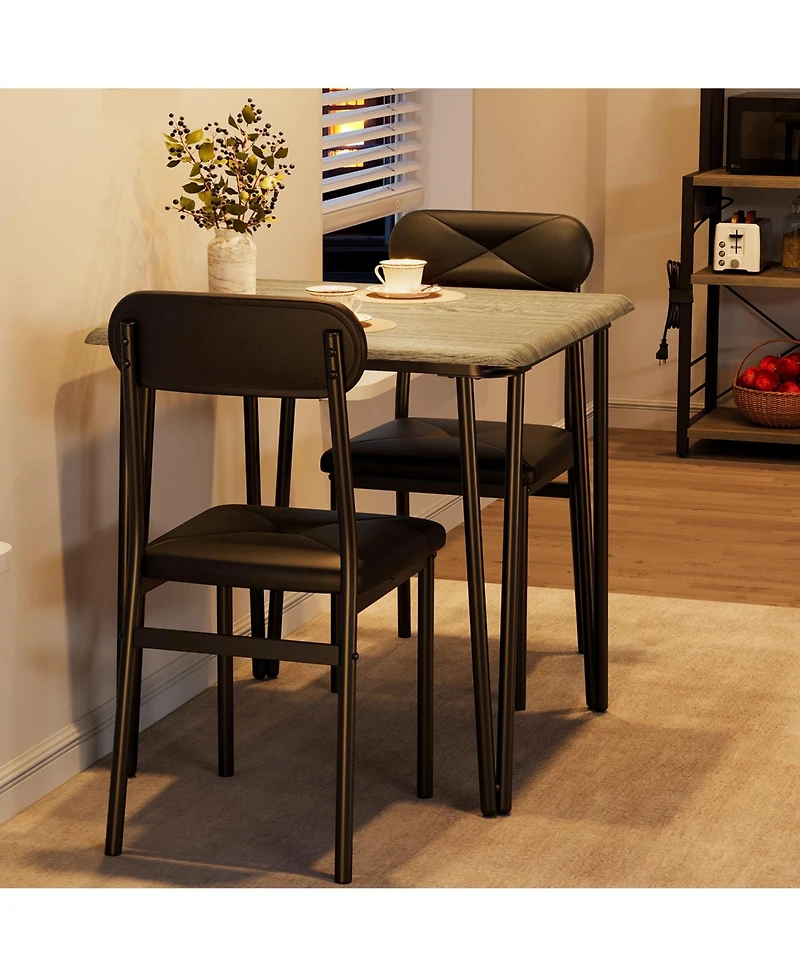gaomon 3-Piece Dining Table Set with 2 Upholstered Chairs