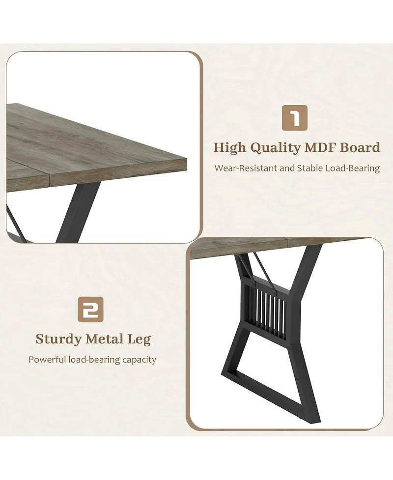 gaomon 70.8" Dining Table for 4-6, Farmhouse Wood Table, Metal Legs, Rectangle Kitchen Table for Dining, Living