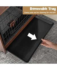 Gymax Dog Cage Furniture w/Removable Tray and Lockable Door Adjustable Foot Pads