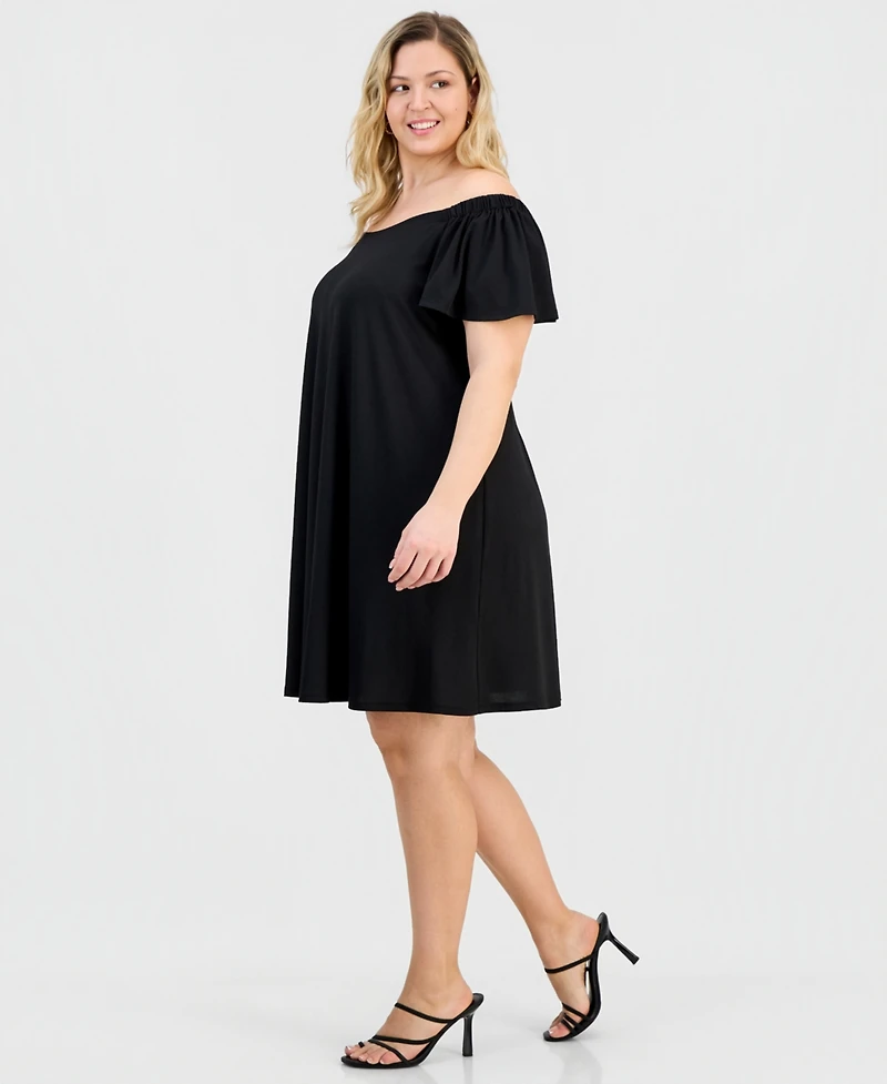 Robbie Bee Plus Off-The-Shoulder Crepe Shift Dress