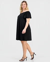Robbie Bee Plus Off-The-Shoulder Crepe Shift Dress