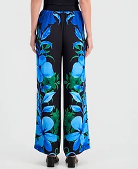 T Tahari Women's Floral-Print Pull-On Straight Pants