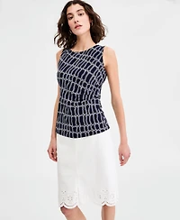 Jones New York Women's Sleeveless Scoop Neck Printed Jersey Top