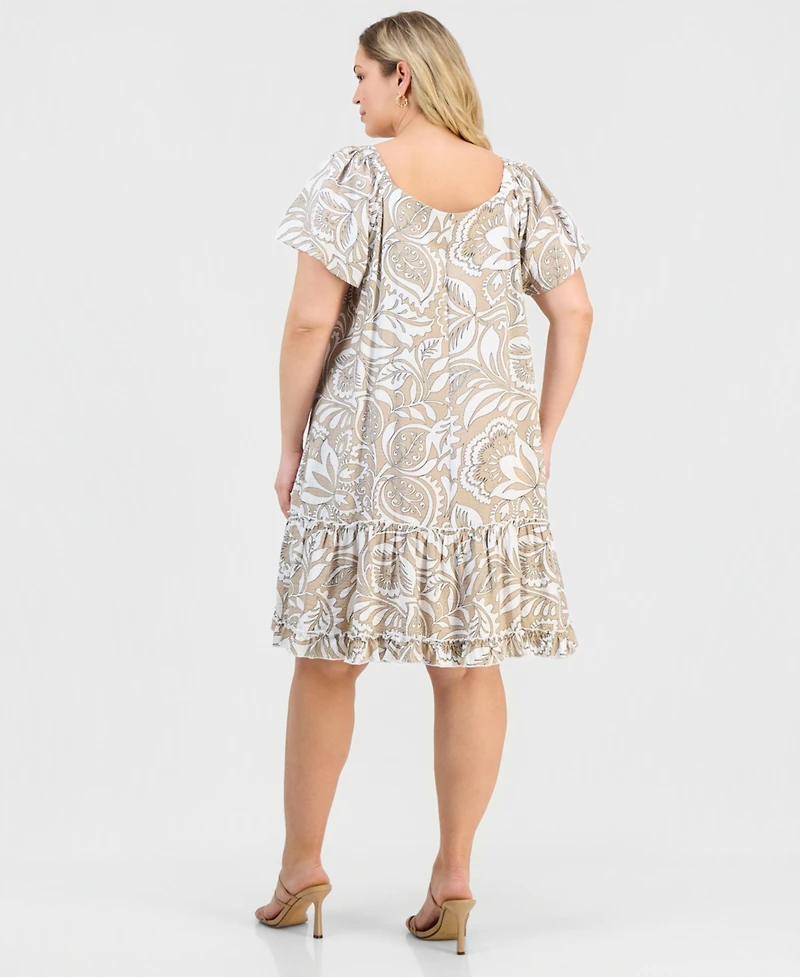 Robbie Bee Plus Printed Tiered Shift Dress