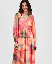 Robbie Bee Women's V-Neck Long-Sleeve Maxi Dress
