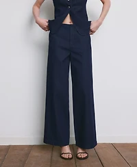 Mango Women's Wide Leg Mid-Rise Jeans