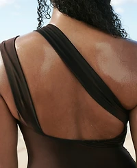 Mango Women's Metallic Detail Asymmetrical Swimsuit