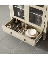 gaomon Tall Arched Kitchen Pantry Cabinet, Modern Farmhouse Kitchen Storage Cabinets with Led Lights, Arched Cabinet with Open & Adjustable Shelves