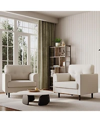 gaomon Ergonomic Linen Accent Chair, Wide Armrests, 38" Upholstered Reading Chair, High-Density Cushion